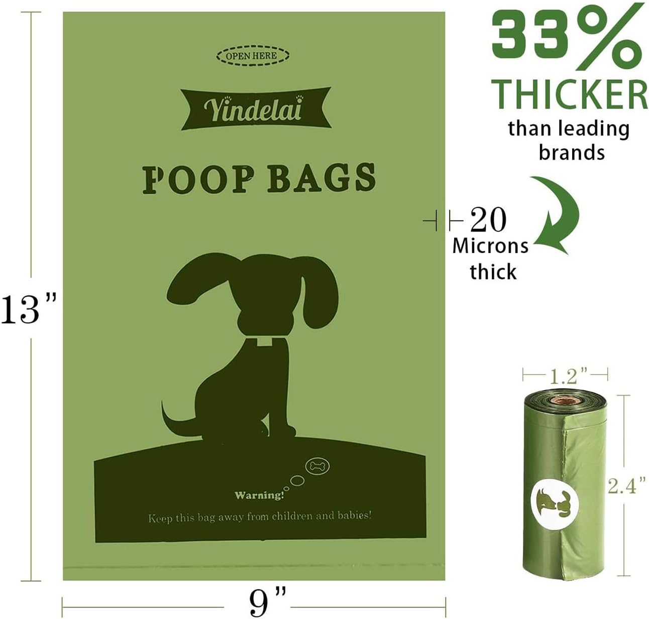Biodegradable Scented Dog Waste Bags: Leak-Proof Disposal Solution with 1 Dispenser and 18 Rolls (450 Count)