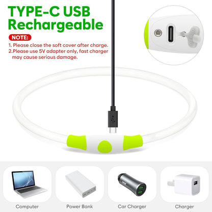 USB Rechargeable LED Dog Collar with Adjustable TPU Design for Enhanced Nighttime Visibility (Green)