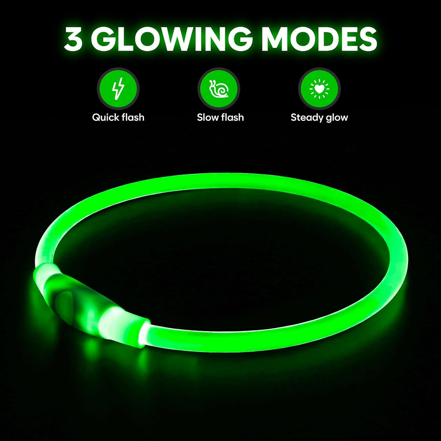 USB Rechargeable LED Dog Collar with Adjustable TPU Design for Enhanced Nighttime Visibility (Green)
