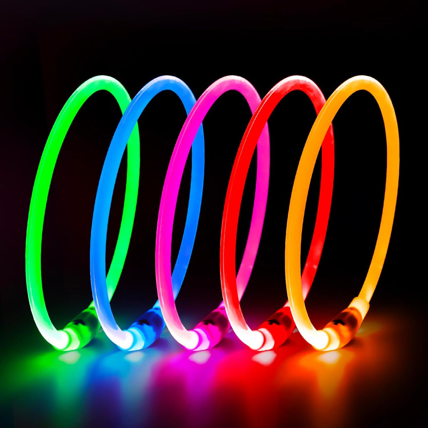 USB Rechargeable LED Dog Collar with Adjustable TPU Design for Enhanced Nighttime Visibility (Green)