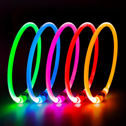 USB Rechargeable LED Dog Collar with Adjustable TPU Design for Enhanced Nighttime Visibility (Green)