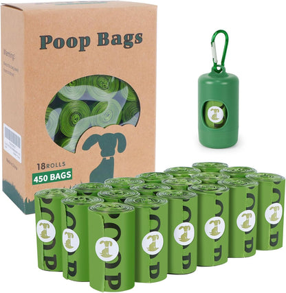 Biodegradable Scented Dog Waste Bags: Leak-Proof Disposal Solution with 1 Dispenser and 18 Rolls (450 Count)