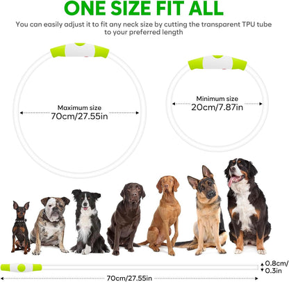 USB Rechargeable LED Dog Collar with Adjustable TPU Design for Enhanced Nighttime Visibility (Green)